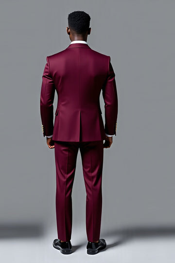 Borgonha Mangas Compridas 2 peças Fato Homem